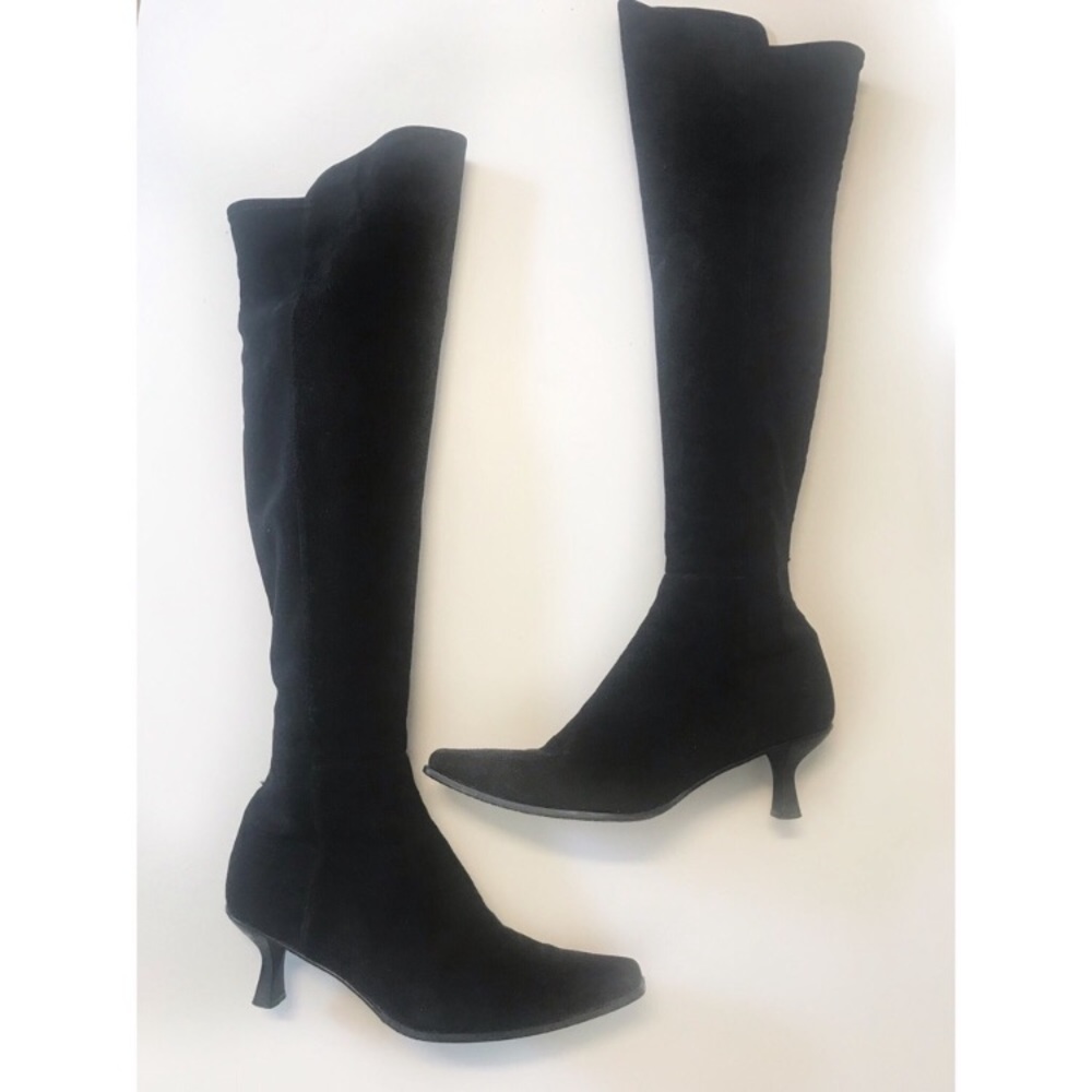 Stuart Weitzman Black Suede OTK Boot- Elastic Back - Picture 2 of 8